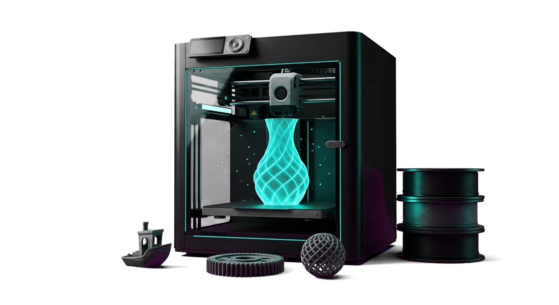 3D-Drucker beim Druck einer leuchtenden Vase